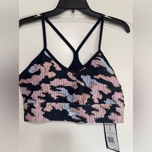 NWT Reebok Womens ID Train Pink Navy Camo Sports Bra large